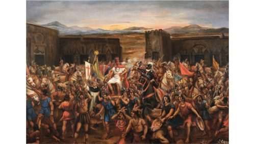 El encuentro de Pizarro y Atahualpa.