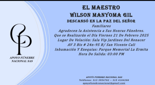 Desde la otra orilla del fallecimiento de Wilson saoco manyoma.